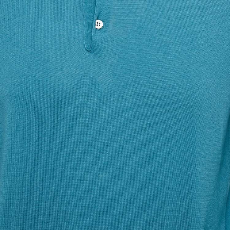 Pre Owned Loro Piana Blue Cotton Full Sleeve Polo T-Shirt M