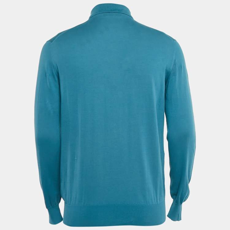 Pre Owned Loro Piana Blue Cotton Full Sleeve Polo T-Shirt M