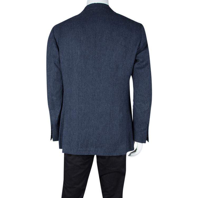 Pre Owned Loro Piana Blue Linen Tailored Blazer L