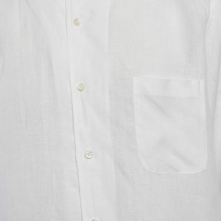 Pre Owned Loro Piana White Linen Long Sleeve Shirt XL