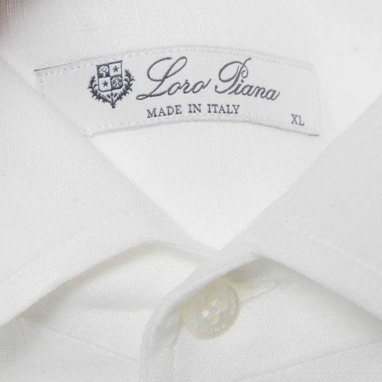 Pre Owned Loro Piana White Linen Long Sleeve Shirt XL