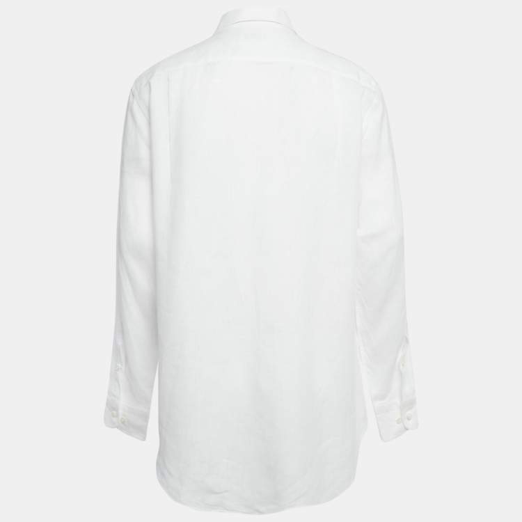 Pre Owned Loro Piana White Linen Long Sleeve Shirt XL