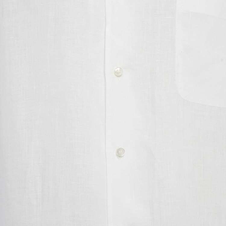 Pre Owned Loro Piana White Linen Long Sleeve Shirt XL