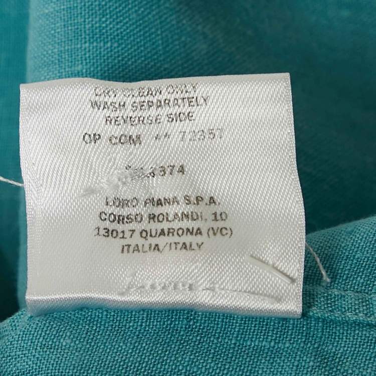 Pre Owned Loro Piana Blue Linen Short Sleeve Shirt XL