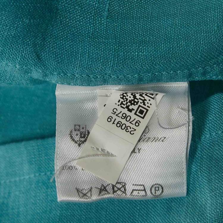 Pre Owned Loro Piana Blue Linen Short Sleeve Shirt XL