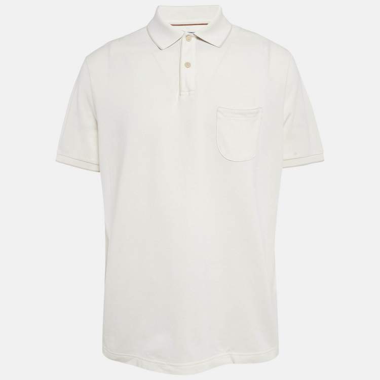 Pre Owned Loro Piana White Cotton Pique Polo T-Shirt XXL