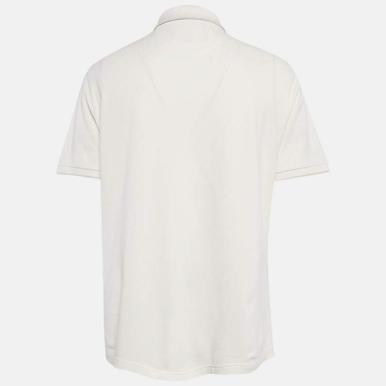 Pre Owned Loro Piana White Cotton Pique Polo T-Shirt XXL