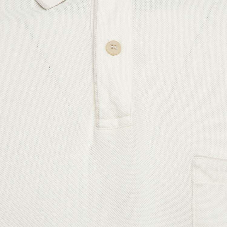 Pre Owned Loro Piana White Cotton Pique Polo T-Shirt XXL