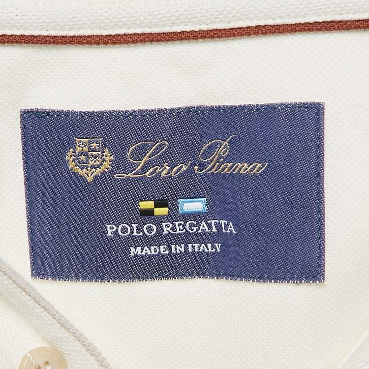 Pre Owned Loro Piana White Cotton Pique Polo T-Shirt XXL