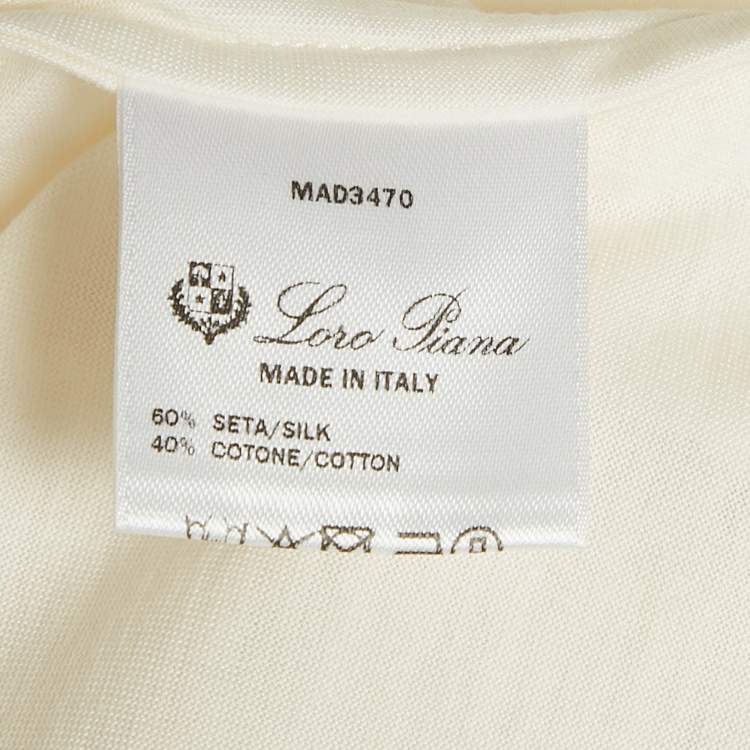 Pre Owned Loro Piana Off White Silk Jersey Crew Neck T-Shirt XXL