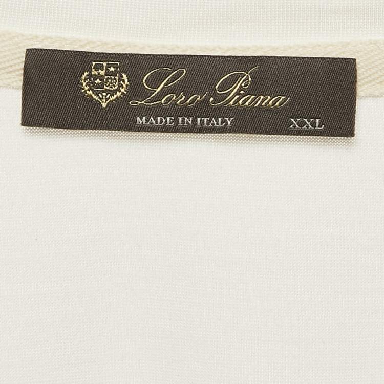 Pre Owned Loro Piana Off White Silk Jersey Crew Neck T-Shirt XXL
