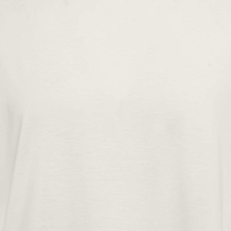 Pre Owned Loro Piana Off White Silk Jersey Crew Neck T-Shirt XXL