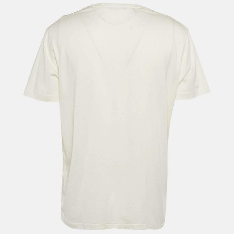 Pre Owned Loro Piana Off White Silk Jersey Crew Neck T-Shirt XXL