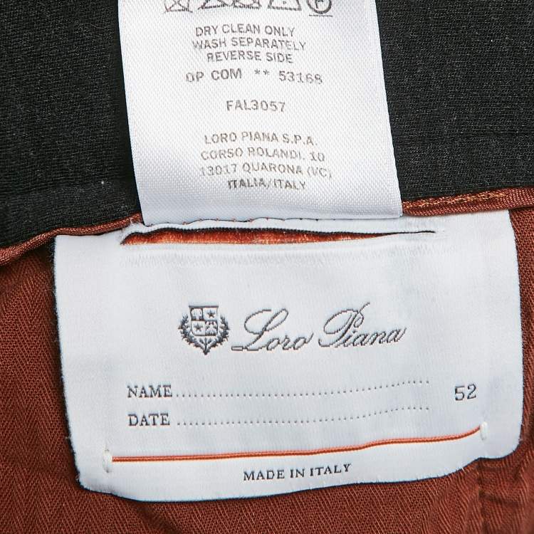 Pre Owned Loro Piana Grey Wool Jersey Trousers XL
