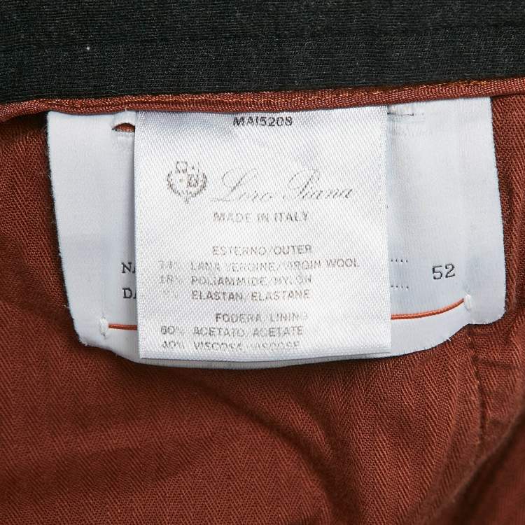 Pre Owned Loro Piana Grey Wool Jersey Trousers XL