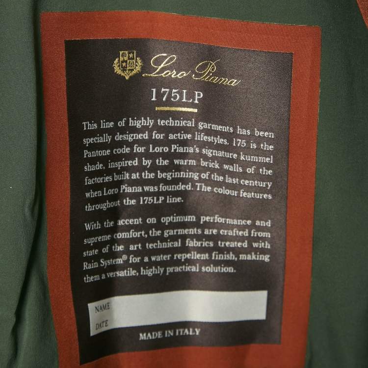 Pre Owned Loro Piana Green Nylon Zip-Up Bomber Jacket L