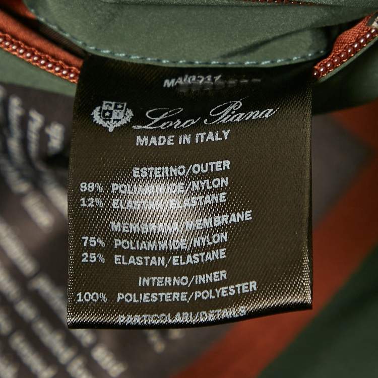 Pre Owned Loro Piana Green Nylon Zip-Up Bomber Jacket L