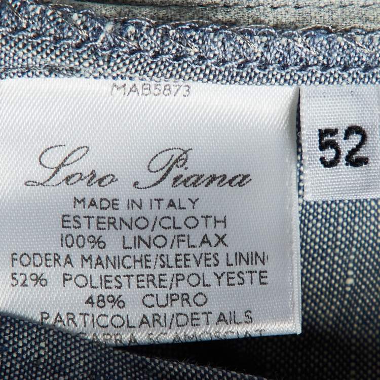 Pre Owned Loro Piana Blue Chambray Linen Button Front Jacket XL