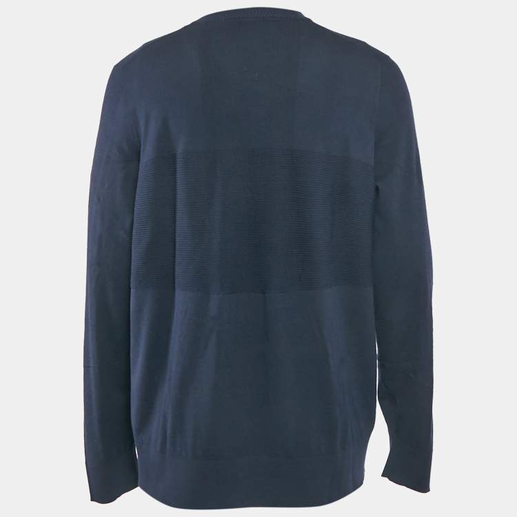 Pre Owned Loro Piana Navy Blue Wool Crew Neck Sweater XXL