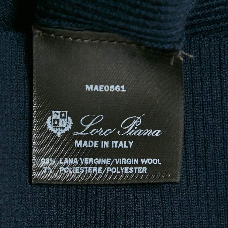 Pre Owned Loro Piana Navy Blue Wool Crew Neck Sweater XXL