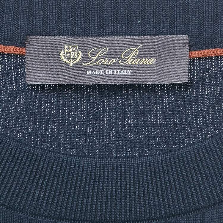 Pre Owned Loro Piana Navy Blue Wool Crew Neck Sweater XXL