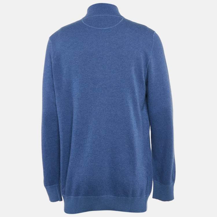 Pre Owned Loro Piana Blue Cashmere Roadster Mezzocollo Sweater XXXL