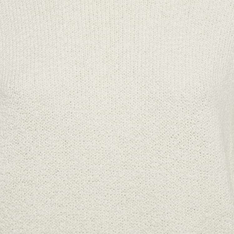 Pre Owned Loro Piana White Cotton Applique Detail Jumper XXXL