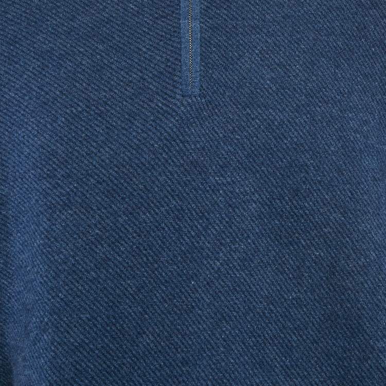Pre Owned Loro Piana Navy Blue Cashmere Roadster Mezzocollo Sweater XXXL