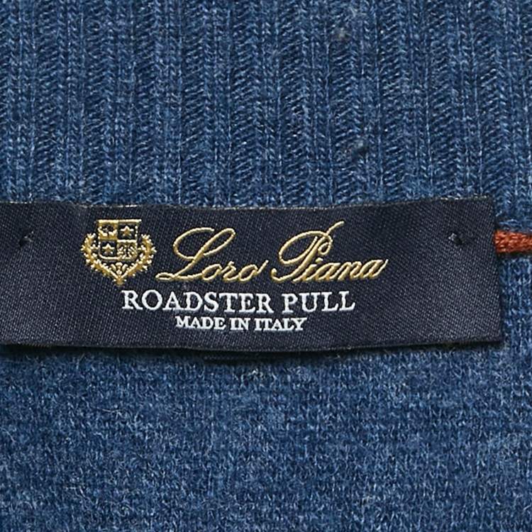 Pre Owned Loro Piana Navy Blue Cashmere Roadster Mezzocollo Sweater XXXL