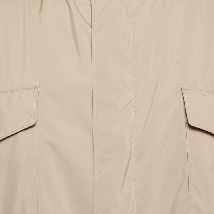 Pre Owned Loro Piana Beige Polyester Zip-Up Traveller Windmate Hooded Jacket XL