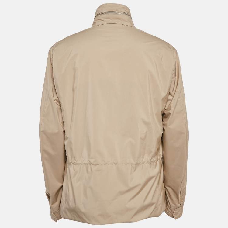Pre Owned Loro Piana Beige Polyester Zip-Up Traveller Windmate Hooded Jacket XL