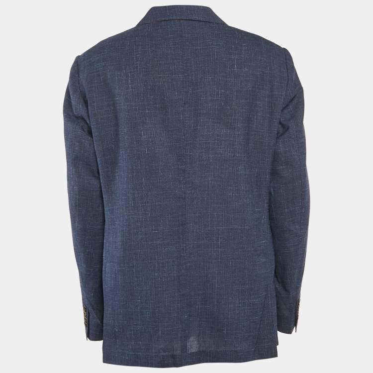 Pre Owned Loro Piana Navy Blue Wool Single Breasted Blazer XXL