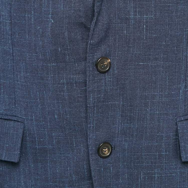 Pre Owned Loro Piana Navy Blue Wool Single Breasted Blazer XXL