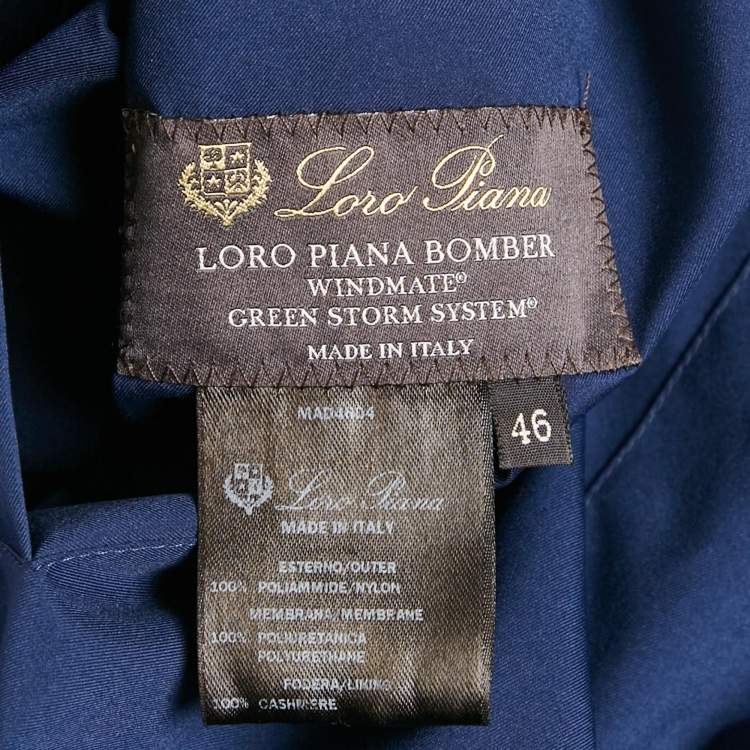Pre Owned Loro Piana Blue Nylon Zip-Up Reversible Bomber Jacket S