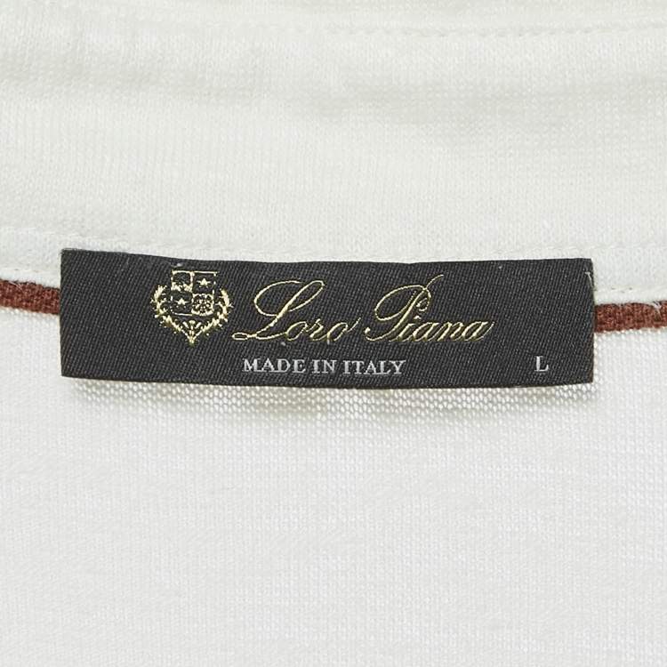 Pre Owned Loro Piana White Linen Jersey Polo T-Shirt L