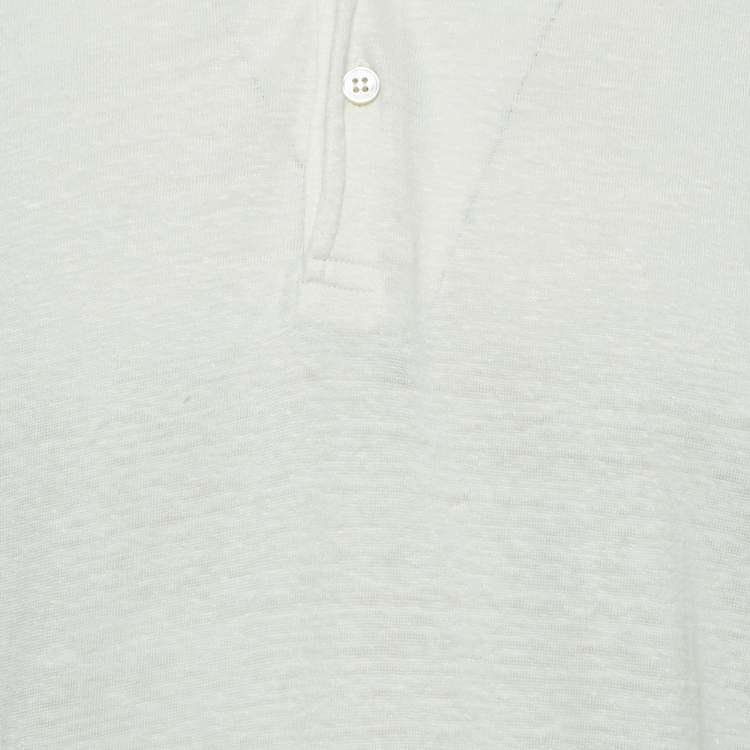 Pre Owned Loro Piana White Linen Jersey Polo T-Shirt L