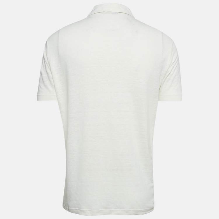 Pre Owned Loro Piana White Linen Jersey Polo T-Shirt L