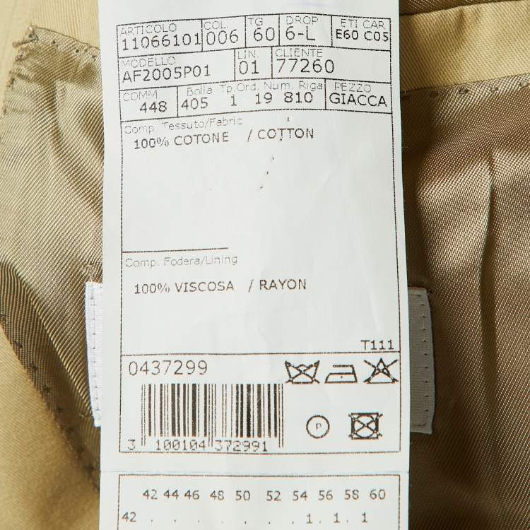 مملوكة مسبقًا Bradbury X Loro Piana Vintage Beige Cotton Button Front Jacket 5XL