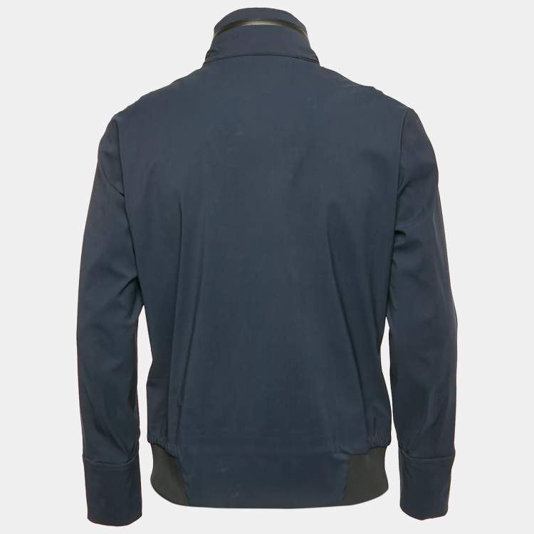 Pre Owned Loro Piana Navy Blue Wool Blend Zip-Up Hooded Sailing Jacket S