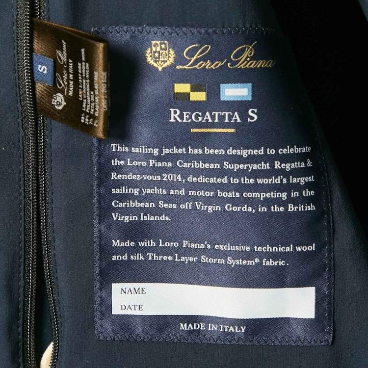 Pre Owned Loro Piana Navy Blue Wool Blend Zip-Up Hooded Sailing Jacket S