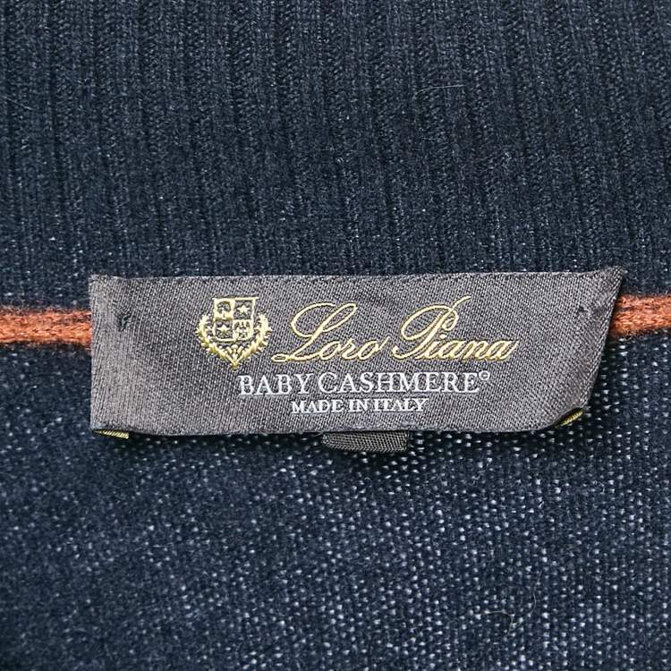 Pre Owned Loro Piana Navy Blue Cashmere Long Sleeve Sweater XL