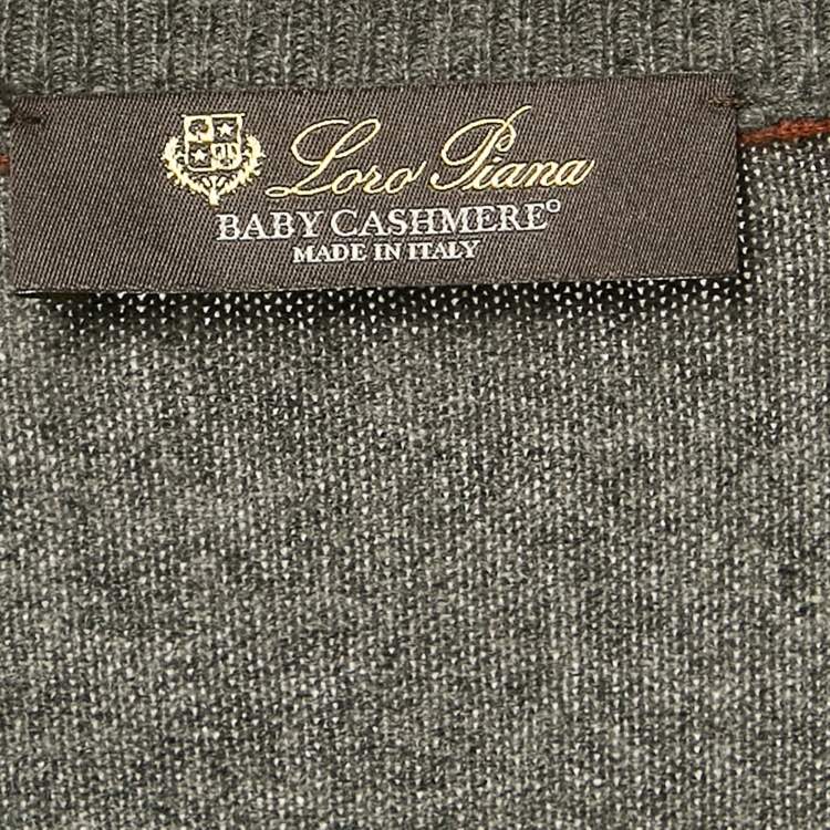 Pre Owned Loro Piana Grey Cashmere V-Neck Sweater XL 