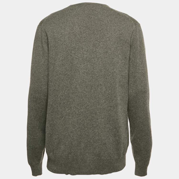Pre Owned Loro Piana Grey Cashmere V-Neck Sweater XL 