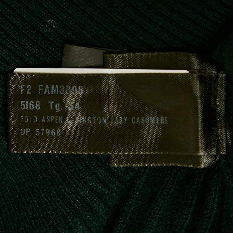 Pre Owned Loro Piana Dark Green Cashmere Knit Polo Aspen Sweater XXL