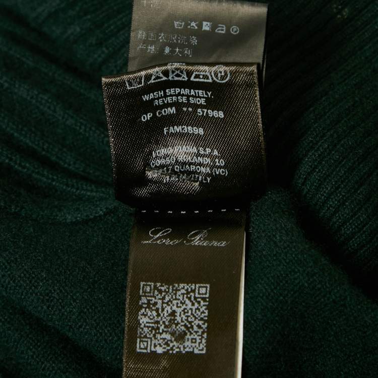 Pre Owned Loro Piana Dark Green Cashmere Knit Polo Aspen Sweater XXL