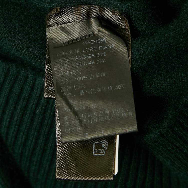 Pre Owned Loro Piana Dark Green Cashmere Knit Polo Aspen Sweater XXL