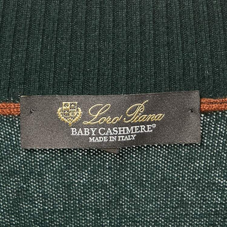 Pre Owned Loro Piana Dark Green Cashmere Knit Polo Aspen Sweater XXL