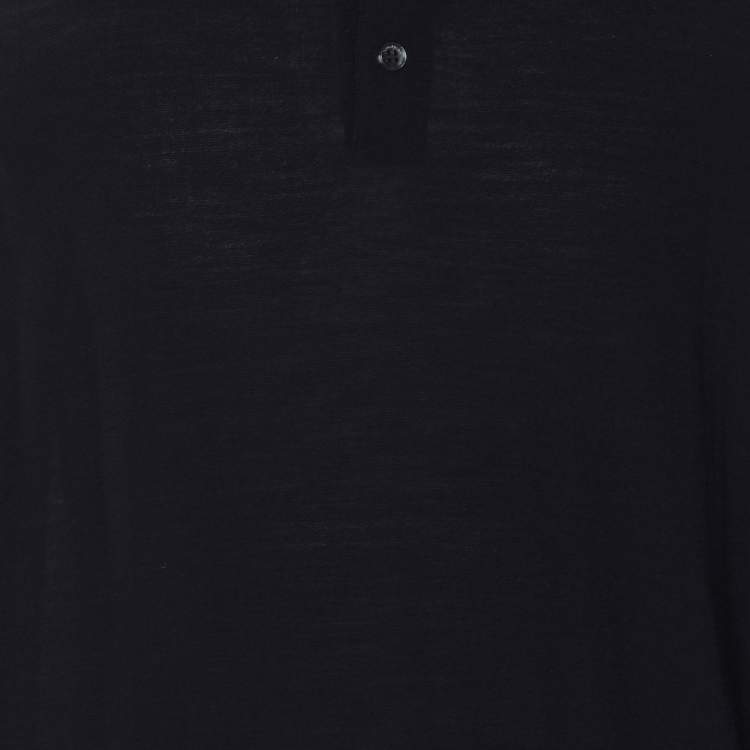 Pre Owned Loro Piana Navy Blue Wool Long Sleeve Polo T-Shirt L