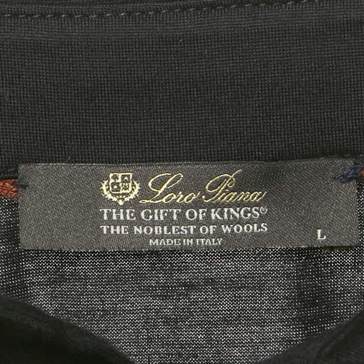 Pre Owned Loro Piana The Gift of Kings Black Wool Polo T-Shirt L