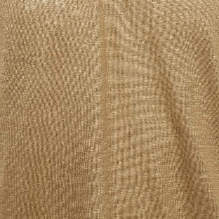 Pre Owned Loro Piana Khaki Brown Linen Knit Polo T-Shirt L